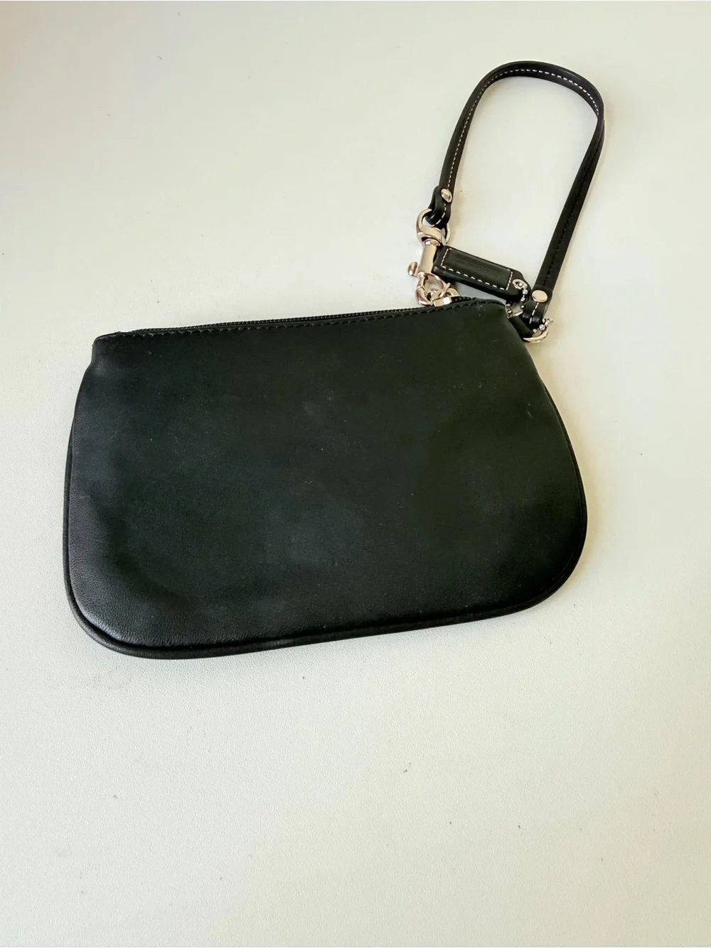 Coach Smooth Black Leather Mini Wristlet